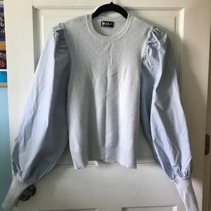 M.I.L.A Lantern sleeve cashmere sweater baby blue